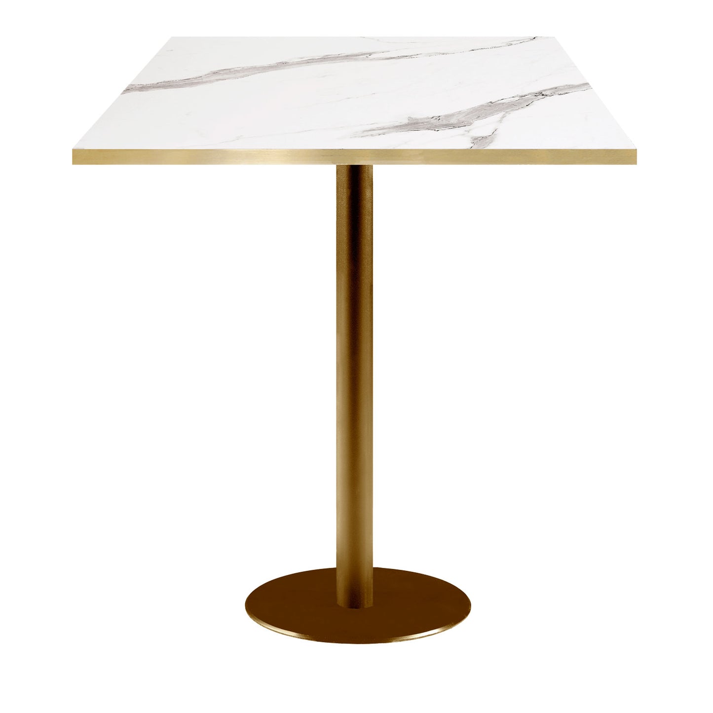 Mange-debout rome doré carré 70x70cm marbre blanc laiton