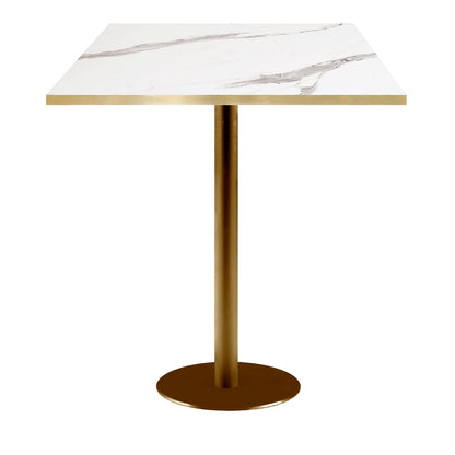 Mange-debout rome doré carré 70x70cm marbre blanc laiton