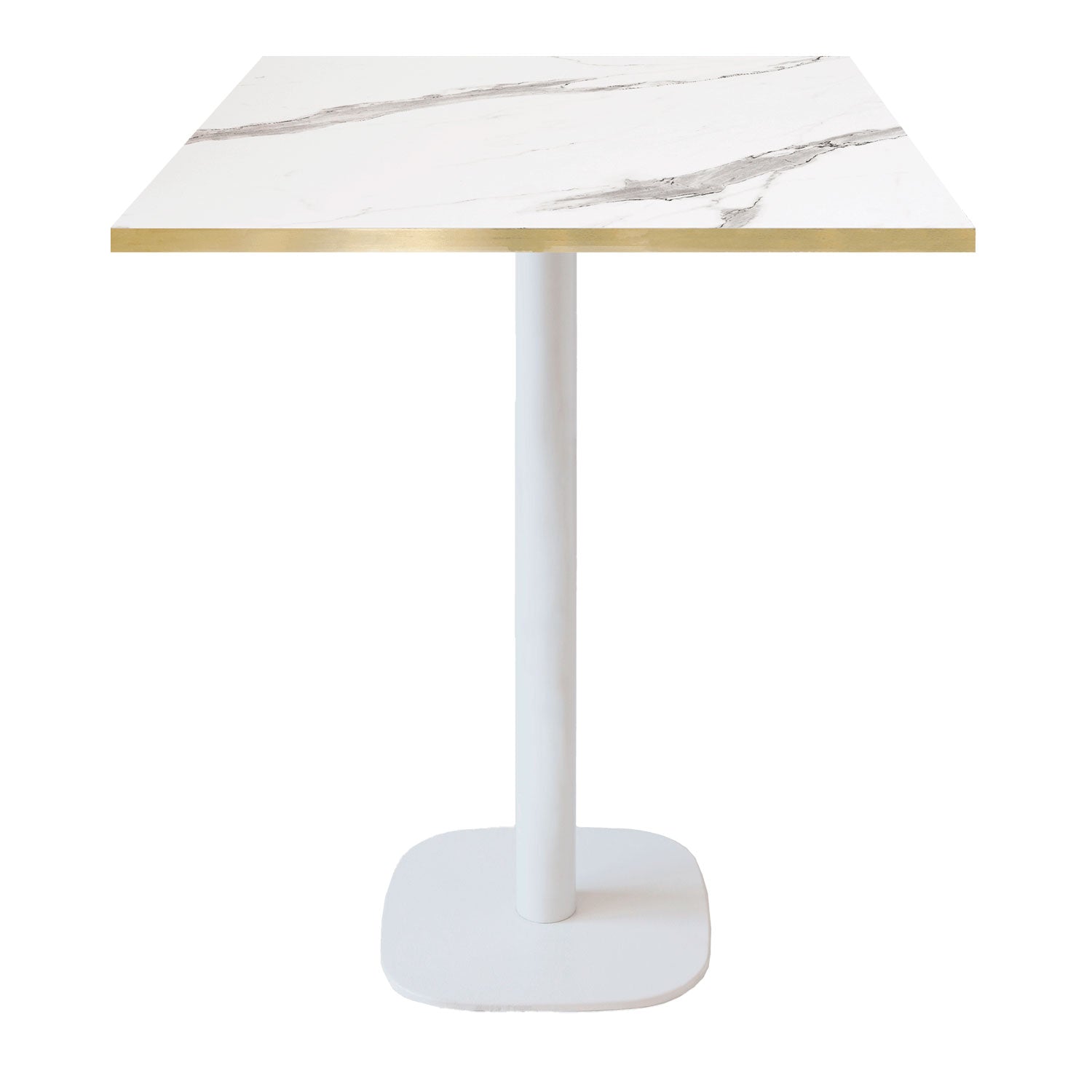 Mange-debout round blanc carré 70x70cm marbre blanc laiton