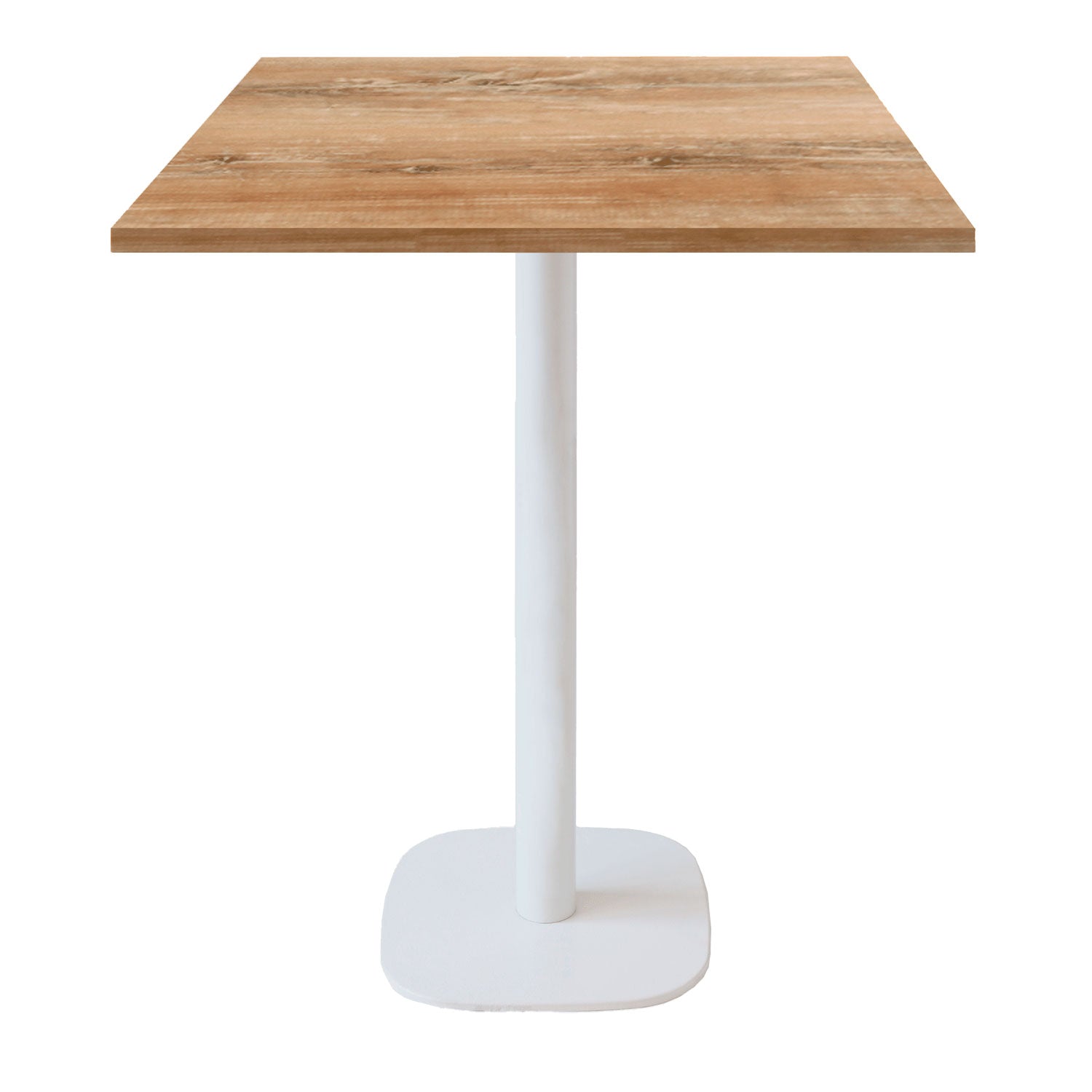 Mange-debout round blanc carré 70x70cm chene slovene
