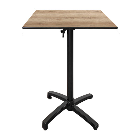 Table haute extérieure pliable pour terrasse de restaurant et mobilier CHR - Modèle diabolo décor chêne par Restootab.