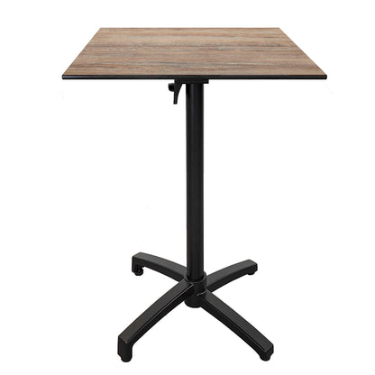 Table haute extérieure pliable pour terrasse de restaurant et mobilier CHR - Modèle diabolo décor chêne par Restootab.