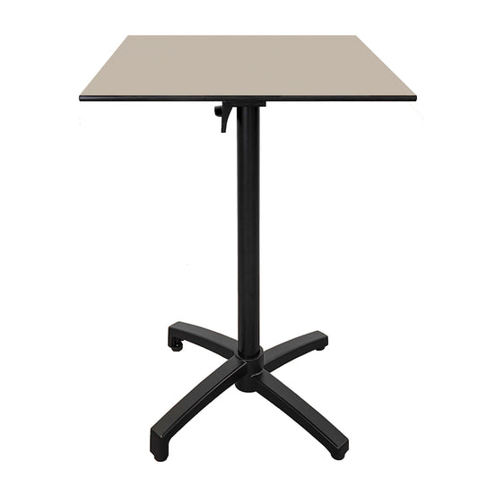 Table haute extérieure pliable pour terrasse de restaurant et mobilier CHR - Modèle diabolo décor beige par Restootab.