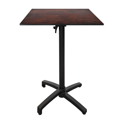 Table haute extérieure pliable pour terrasse de restaurant et mobilier CHR - Modèle diabolo décor effet rouille par Restootab.