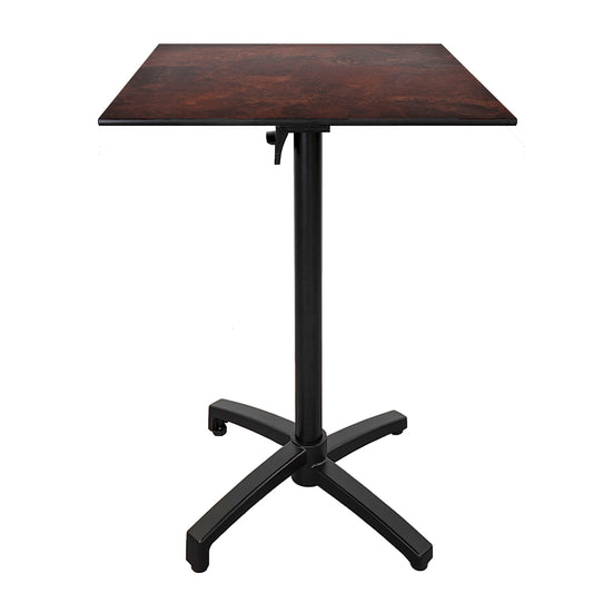 Table haute extérieure pliable pour terrasse de restaurant et mobilier CHR - Modèle diabolo décor effet rouille par Restootab.