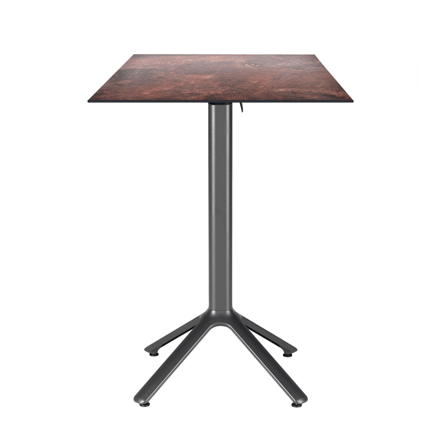 table mange debout terrasse pliable nemo noir 60x60cm rouille roc RestooTab