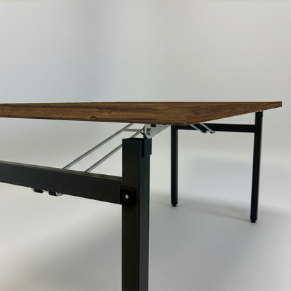 Table rectangulaire pliante d'intérieur pour restaurant et hôtel, structure en acier et plateau en bois aggloméré. décor chêne hunton