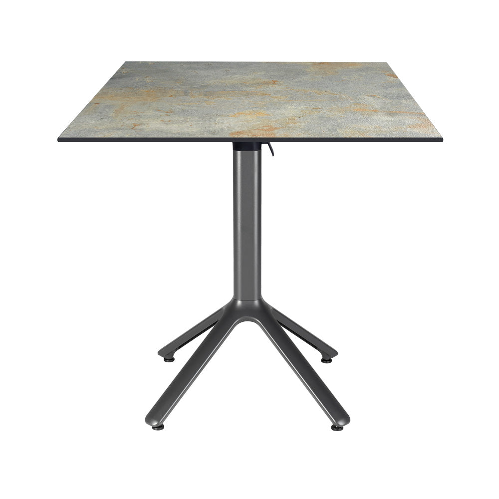 table terrasse pliable nemo noir 70x70cm gris rouille RestooTab