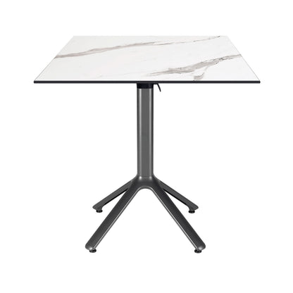 table terrasse pliable nemo noir 70x70cm marbre blanc RestooTab