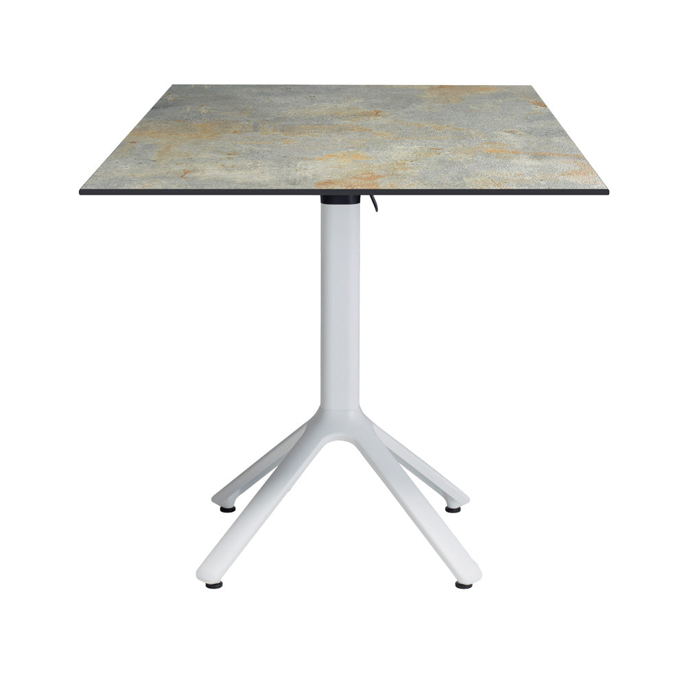 table terrasse pliable nemo blanc 70x70cm gris rouille RestooTab
